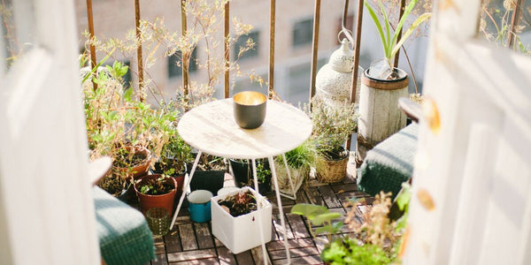 Terraza con plantas y mesa: Cómo decorar una terraza pequeña