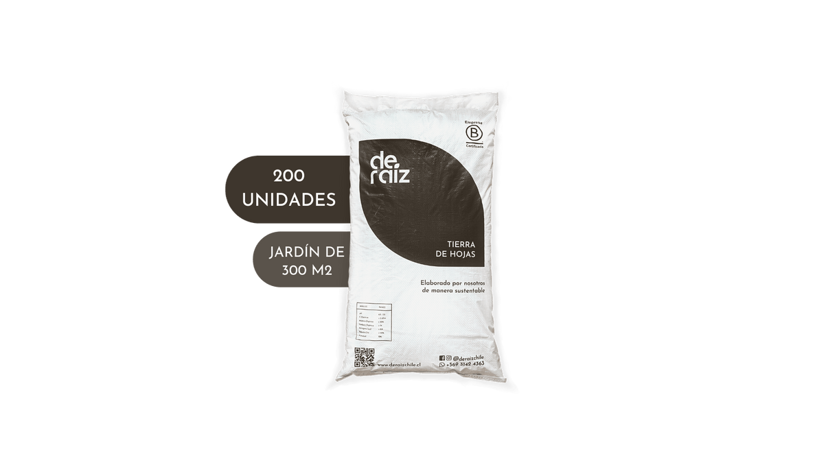 Pack Tierra de Hojas Jardín 300 m2 | 40 Litros | 200 Unidades